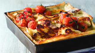 לזניה עם גבינת חלומי ועגבניות שרי