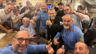 Travelers on the 3rd Annual Brotherhood Mission to Israel in a shelter during an Iranian missile attack