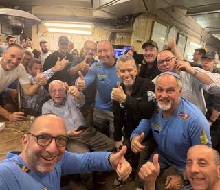 Travelers on the 3rd Annual Brotherhood Mission to Israel in a shelter during an Iranian missile attack