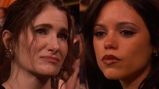 ג'נה אורטגה וקתרין האן בזמן נאום הזכייה שהוקדש לקתרין אוהרה