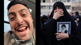 אישה איראנית אבלה על מותו של חמינאי, סרטון של צעיר צוהל מהדיווח