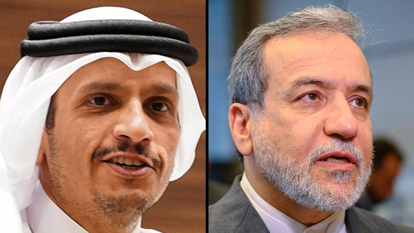 חצי חצאים עבאס עראקצ'י שר החוץ איראן ראש ממשלת קטאר מוחמד בן עבד א רחמן בן ג'אסם אאל ת'אני