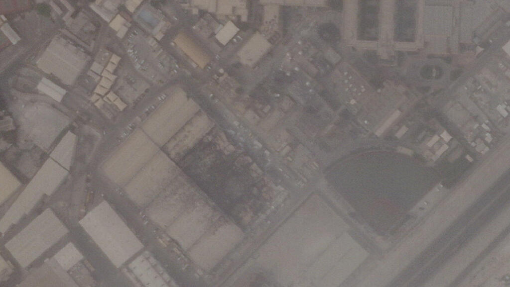 תמונת לוויין מראה נזק לבסיס הצי החמישי של ארצות הברית בבחריין אחרי תקיפות איראן