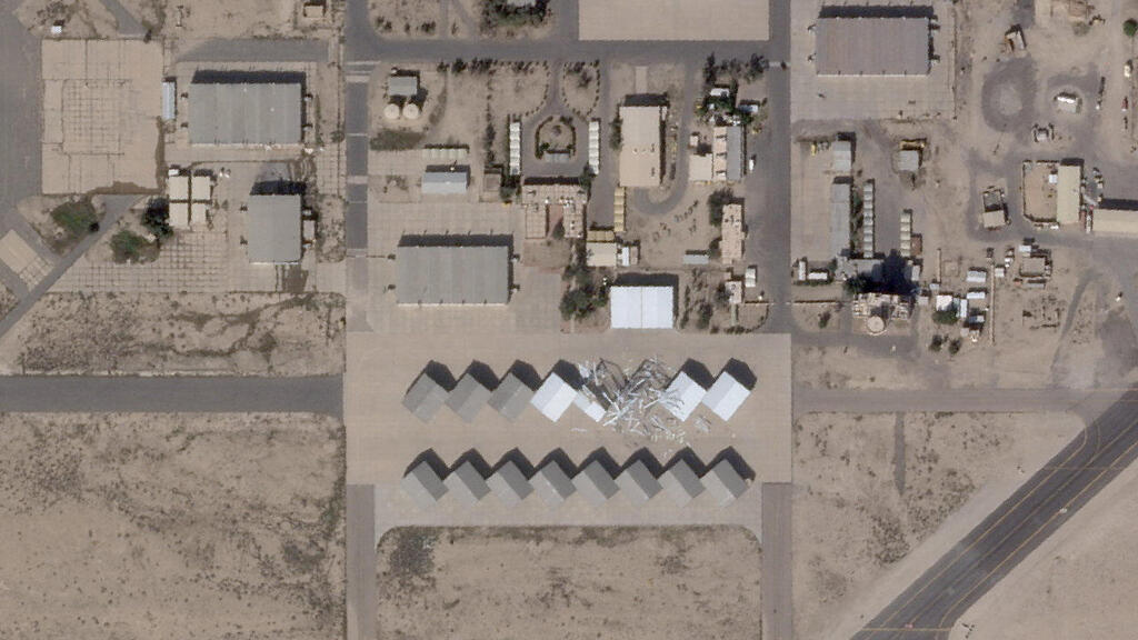 תמונת לוויין מראה נזק לבסיס עלי על סאלם בכוויית אחרי תקיפות התגובה של איראן