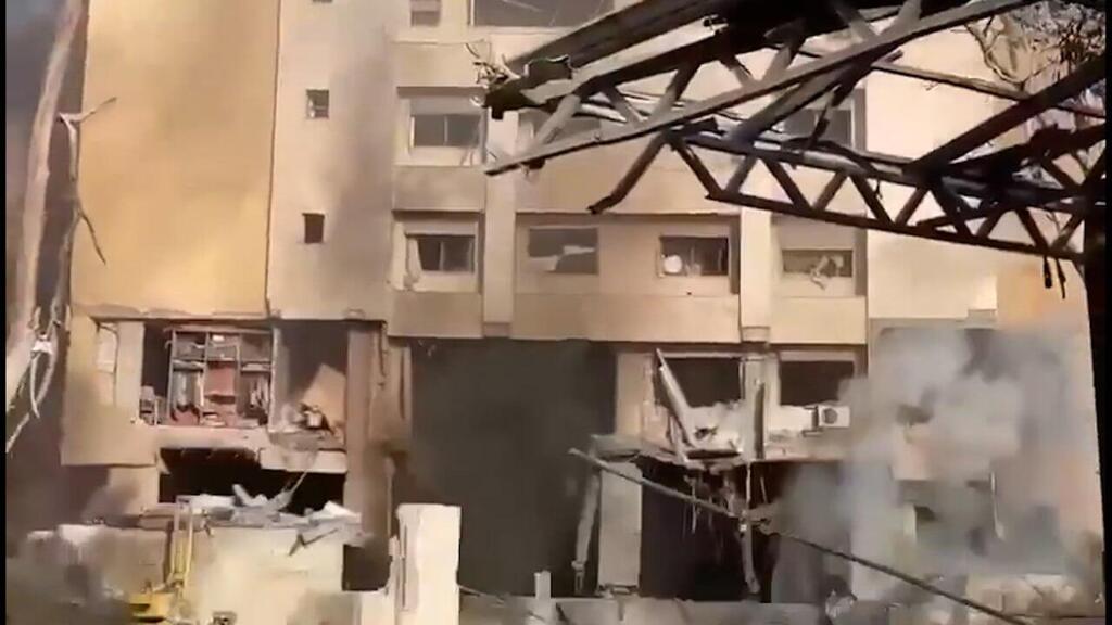 נזקי תקיפה שבוצעה לעבר מבנה באזור אל-ג'נאח בדאחייה