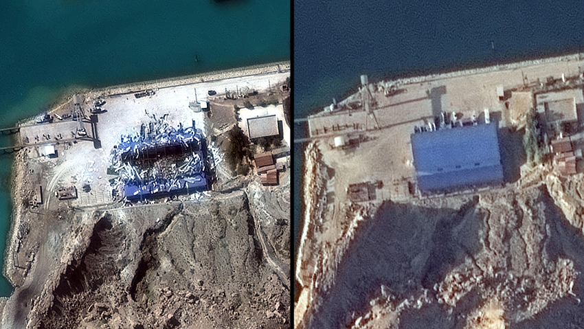 הרס בבסיס בצי של איראן