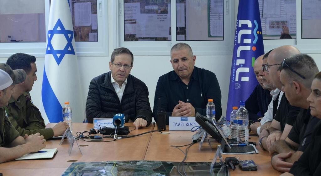 President Isaac Herzog and Nahariya's Mayor Ronen Marelly
