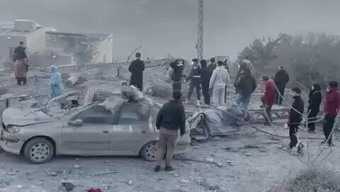 נזקי תקיפה בדרום לבנון בכפר סיר אל-גרביה