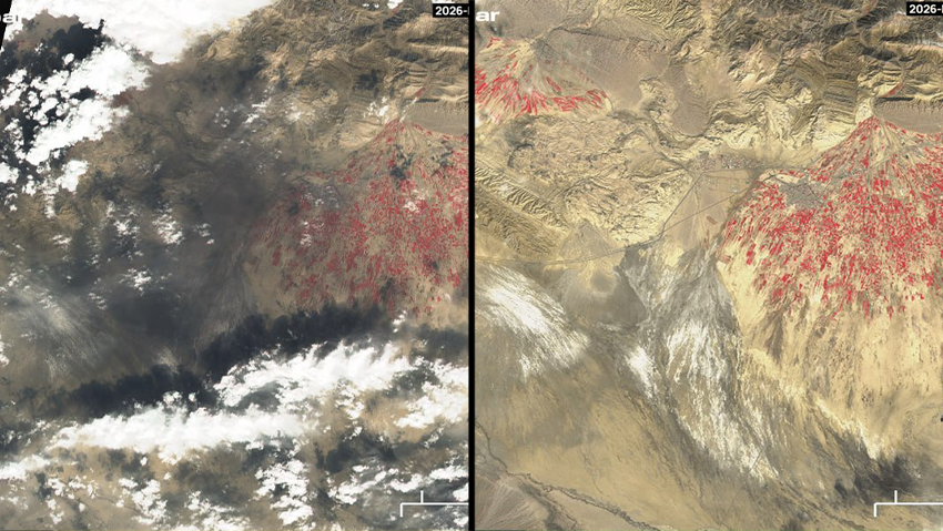 תקיפת מעבדות הגרעין באיראן - ומבט מהלוויין: כך נראה ענן העשן שמכסה את טהרן