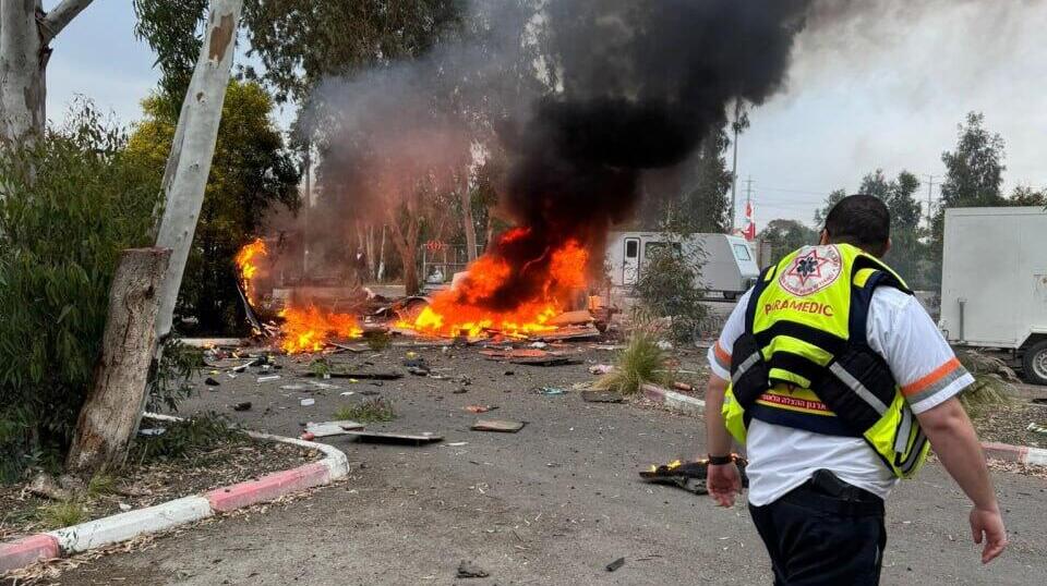 שריפה שפרצה בעקבות פגיעת שבר יירוט