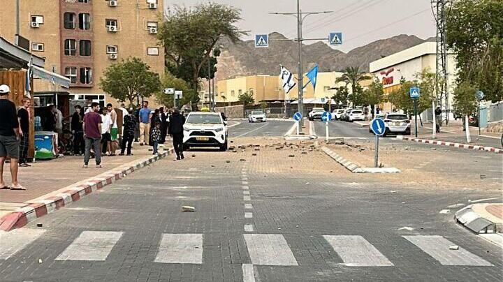 זירת נפילת שברי יירוט באילת