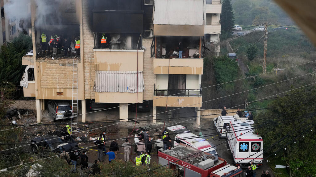 בניין שהותקף בצידון שבלבנון