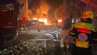 Magen David Adom responds after a Tel Aviv building is hit by an Iranian rocket 