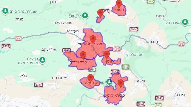Тревога в Галилее (Фото: Кумта) מפת אזורי האזעקות