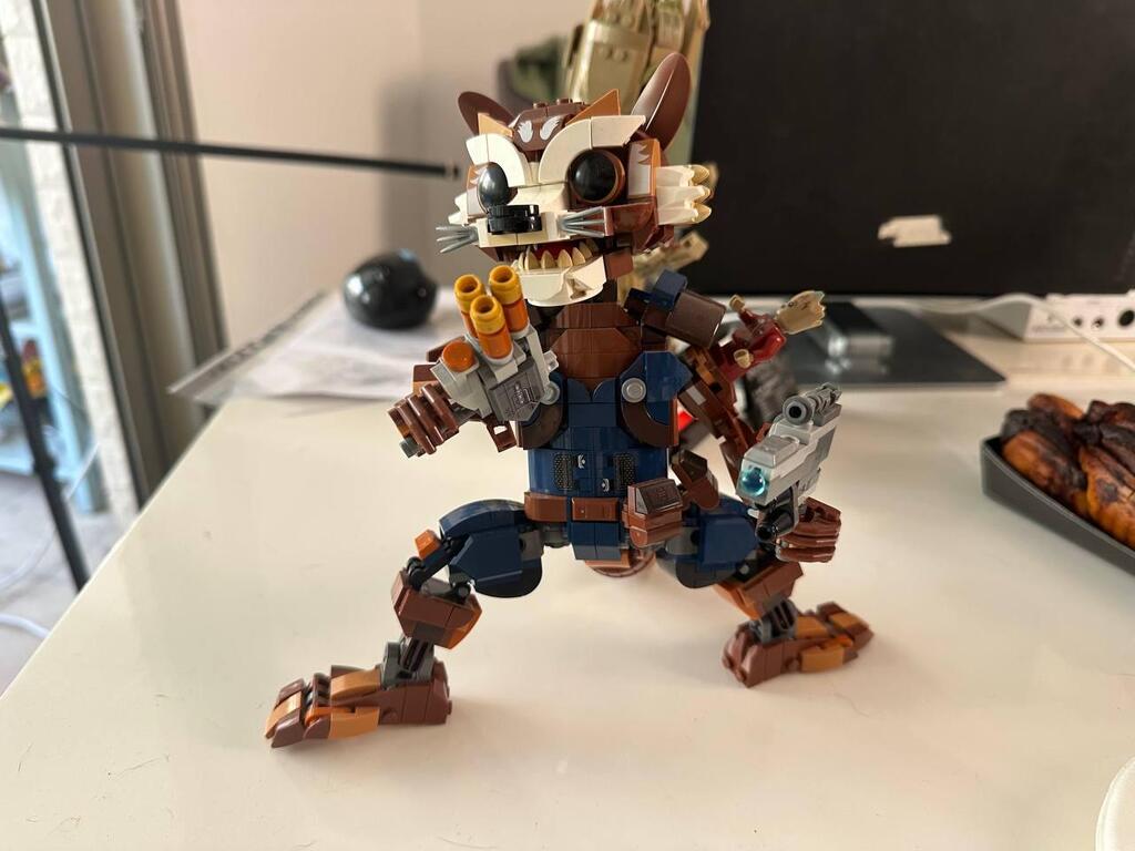 A LEGO Rocket Raccoon model from Kimi’s Marvel collection (Photo: Bar Gindy) A LEGO Rocket Raccoon model from Kimi’s Marvel collection