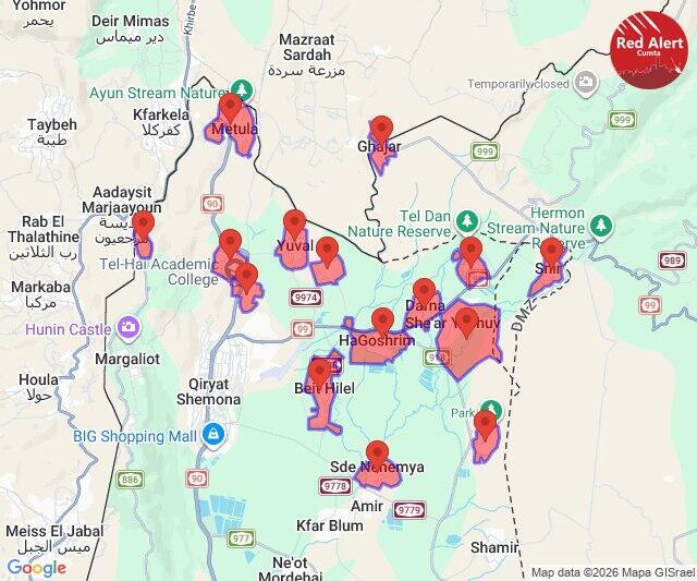 Rocket sirens in northern Israel 