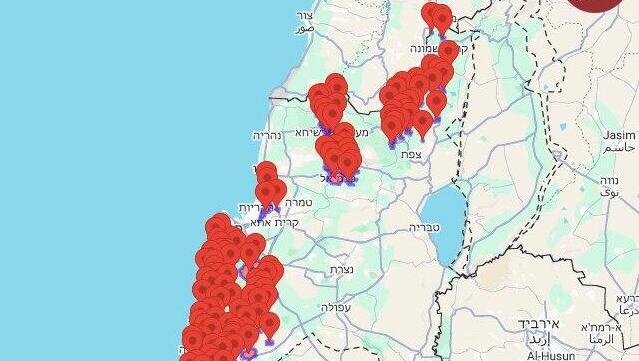 מפת אזורי האזעקות