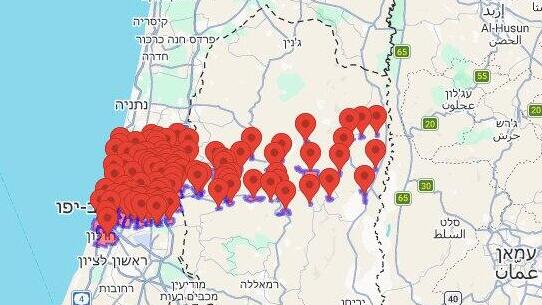 מפת אזעקות 