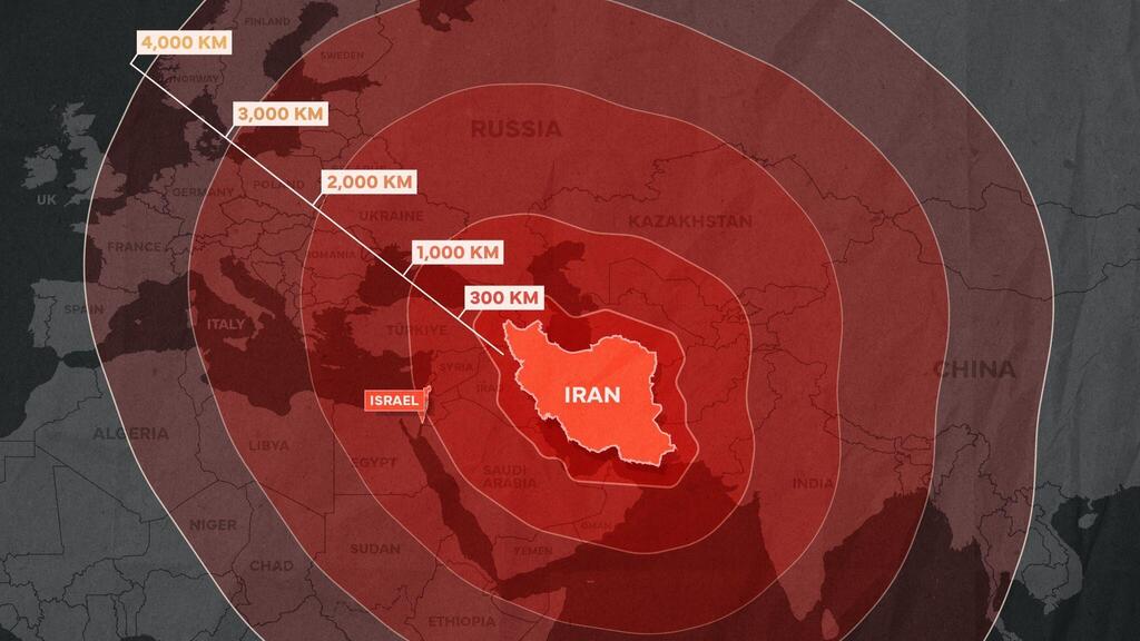 טווח הטילים של איראן