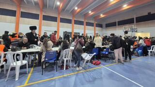 מרכז מפונים בדימונה לאחר הפגיעה בעיר