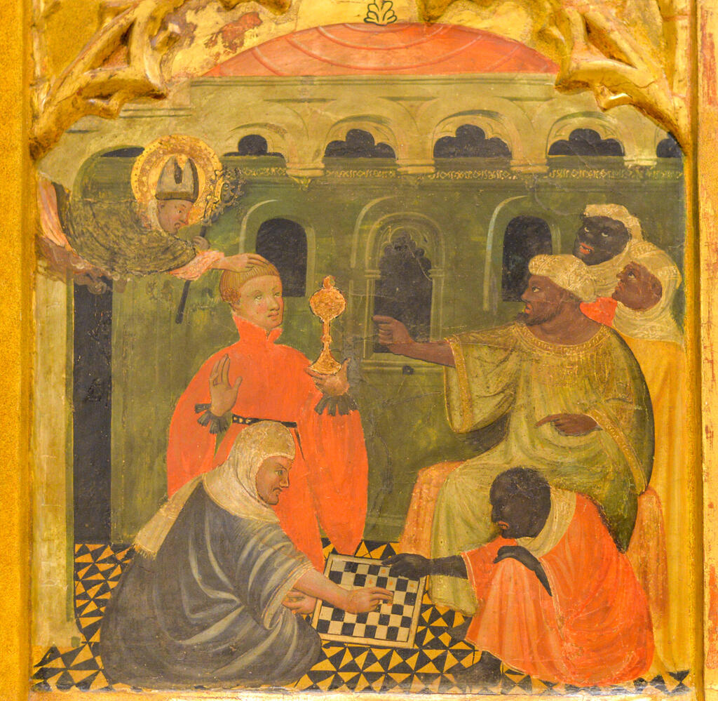 A chess scene from the late 14th century, now on display at the Museum of Mallorca in Palma, Spain (Photo: Krisztina Ilko) סצנת שחמט מסוף המאה ה-14, המוצגת כיום במוזיאון המרכזי לארכאולוגיה ואמנות בפלמה דה מיורקה שבספרד