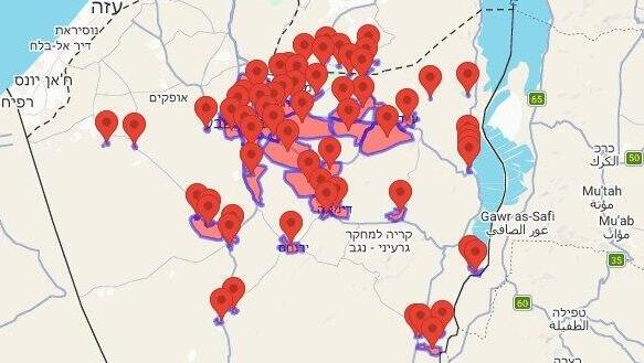 Тревога на юге Израиля (Инфографика: "Кумта") אזעקות