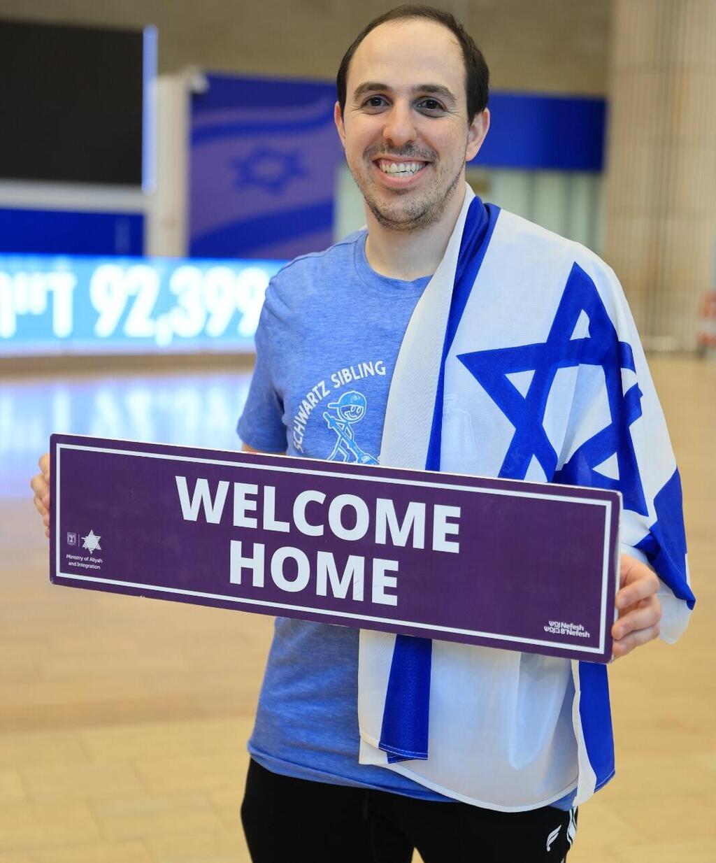 'More worried about my flight getting cancelled than the war,' Eli Schwartz (photo: Yonit Schiller) Olim arive amid war
