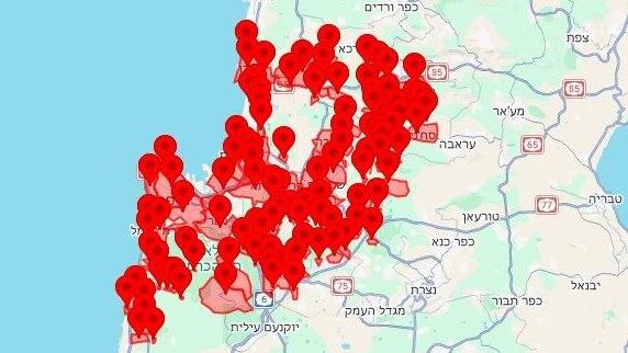 Тревоги на севере (Фото: Цофар) מפת אזעקות