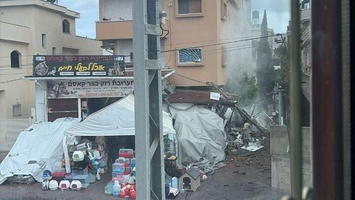 Impact site of Iranian cluster missile in Kafr Qasem (Photo: from social media) נפילה בכפר קאסם