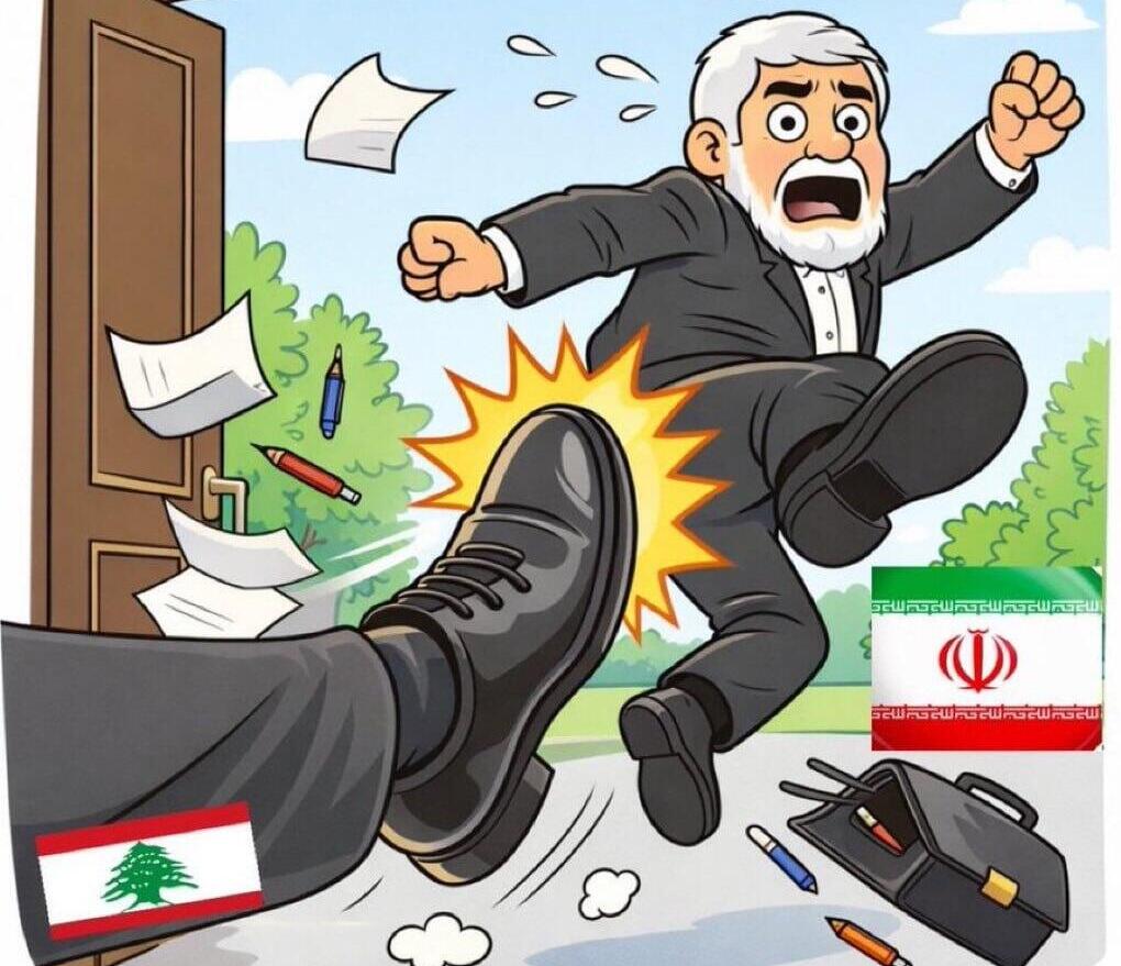 קריקטורה של גירוש השגריר האיראני מלבנון