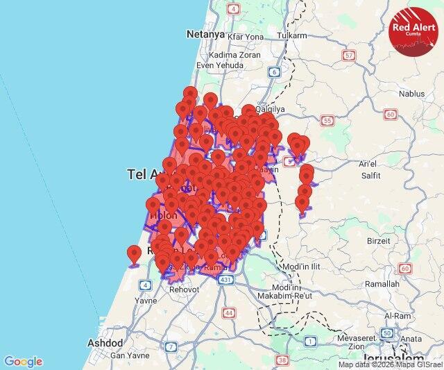 Тревоги в центре Израиля (Фото: Cumta) Тревоги в центре Израиля