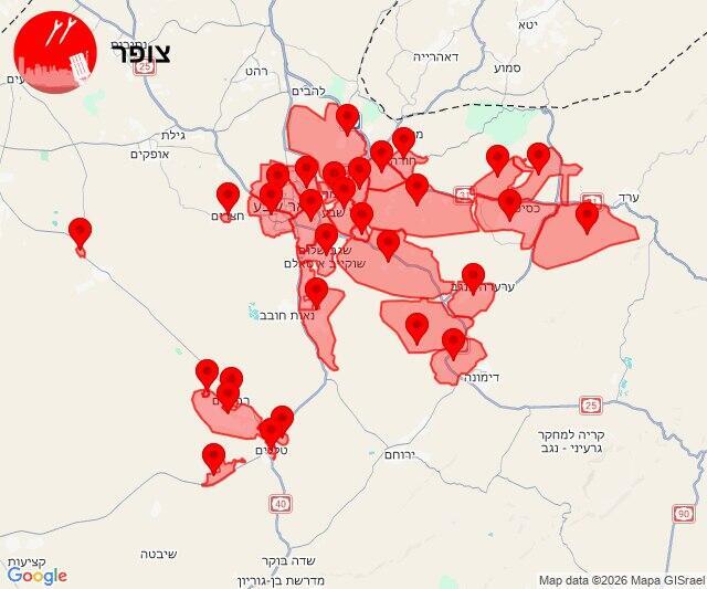 מפת אזעקות צבע אדום - צופר
