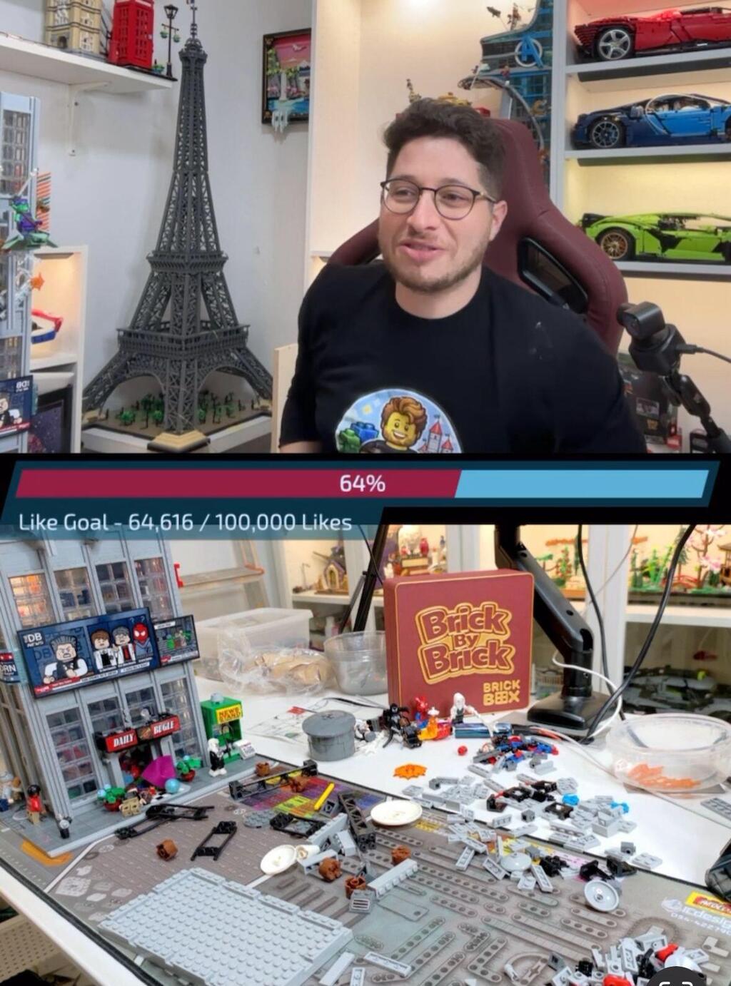 Elliott appears during a livestream from his home studio, where LEGO building became part of the family’s routine after AJ was diagnosed with a brain tumor (Photo: Courtesy) Elliott appears during a livestream from his home studio, where LEGO building became part of the family’s routine after AJ was diagnosed with a brain tumor