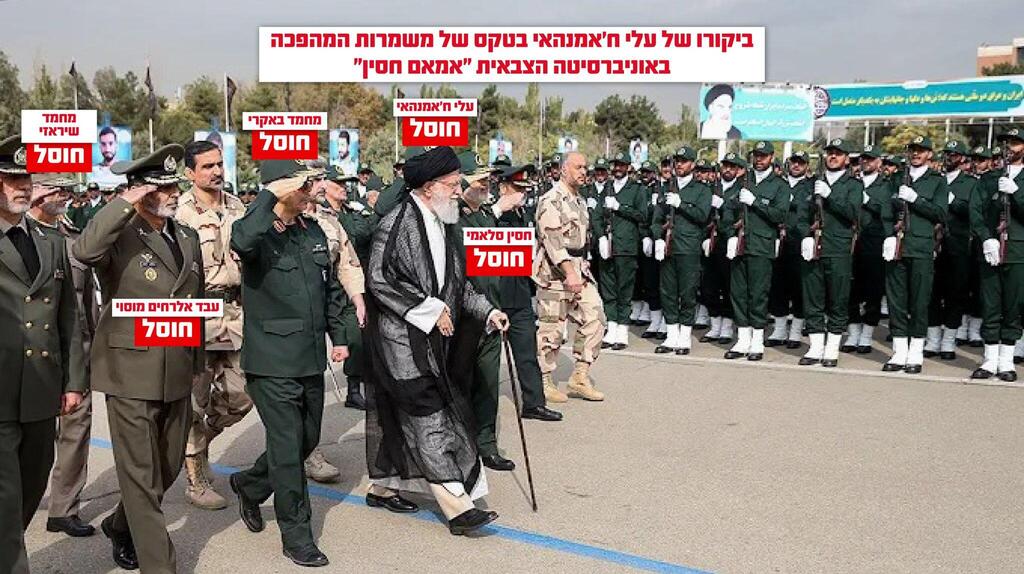 חמינאי ובכירי המשטר באוניברסיטה שהופצצה