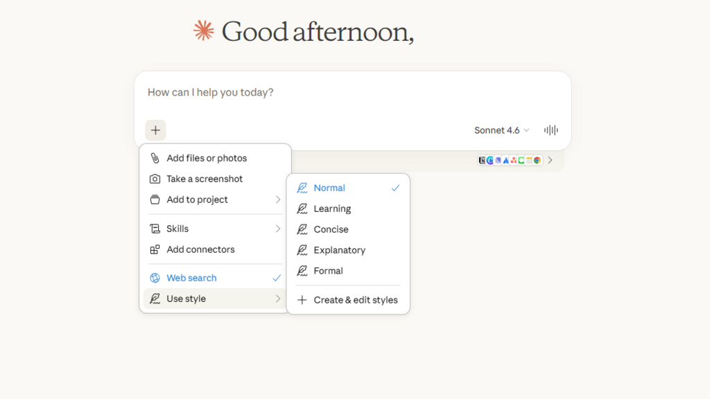 פיצ'ר Styles בקלוד