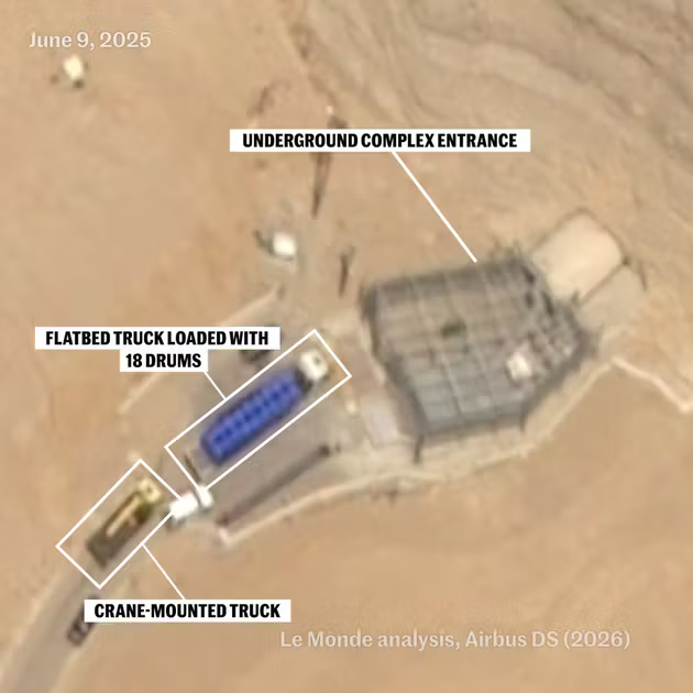 שיירה נושאת מלאי מסתורי בכניסה למתקן באיספהאן