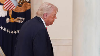 נשיא ארה"ב דונלד טראמפ בעדכון על המלחמה עם איראן בבית הלבן