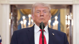 נשיא ארה"ב דונלד טראמפ בעדכון על המלחמה עם איראן בבית הלבן