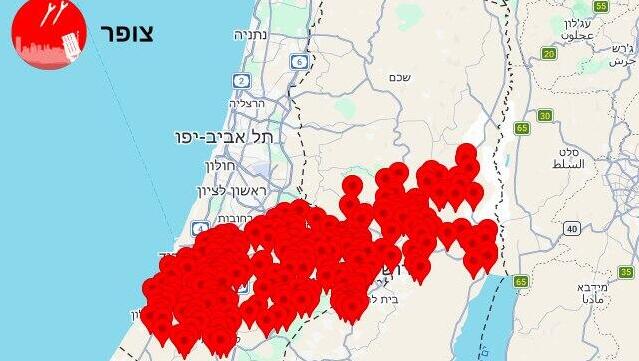 מפת אזורי האזעקות