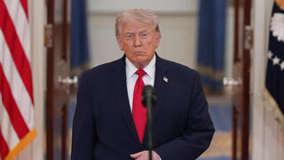 נשיא ארה"ב דונלד טראמפ בעדכון על המלחמה עם איראן בבית הלבן