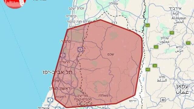 Карта обстрела (Фото: Цофар) מפת אזורי האזעקות