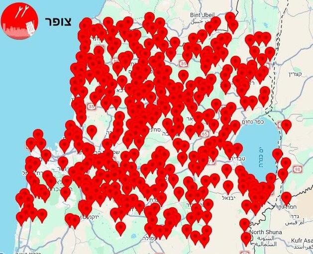 מפת אזורי האזעקות