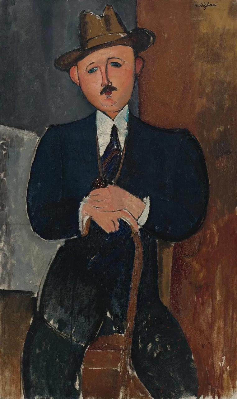 The painting 'Seated Man with a Cane' (Photo: Courtesy of Sotheby’s New York) הציור