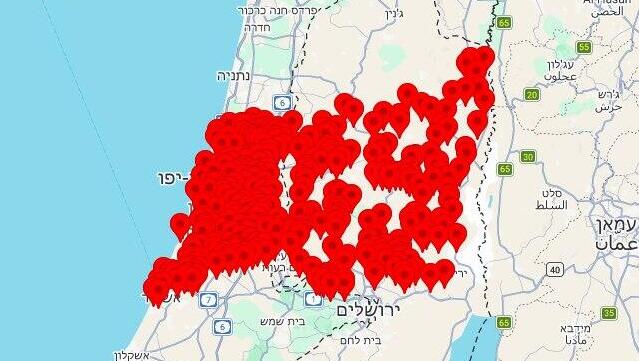 מפת אזורי האזעקות