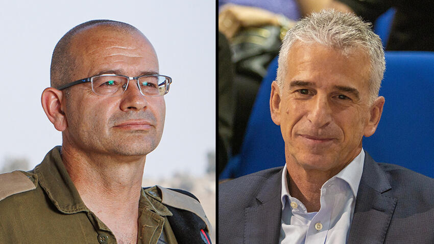 Maj. Gen. Roman Gofman, outgoing Mossad chief David Barnea (Photo: Gil Nechushtan, Ido Erez) דדי ברנע, רומן גופמן