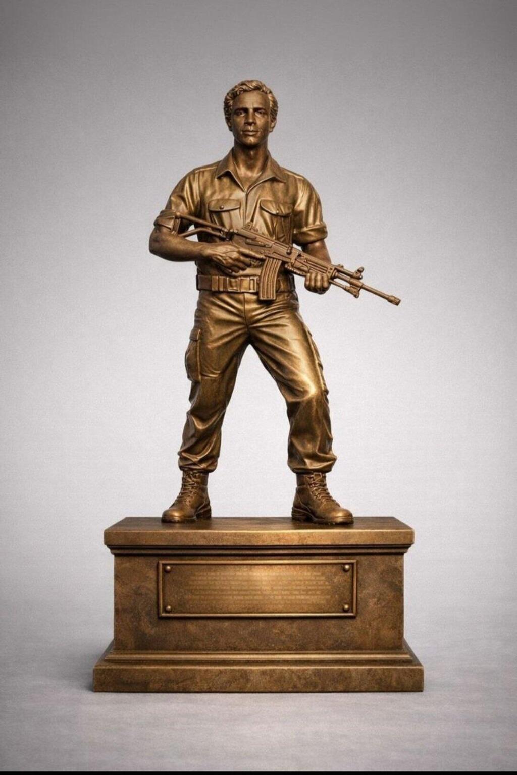 The proposed statue of Yoni Netanyahu כך אמור להיראות פסל יוני נתניהו באנטבה - לפי מפקד צבא אוגנדה מוהוזי קיינרוגבה