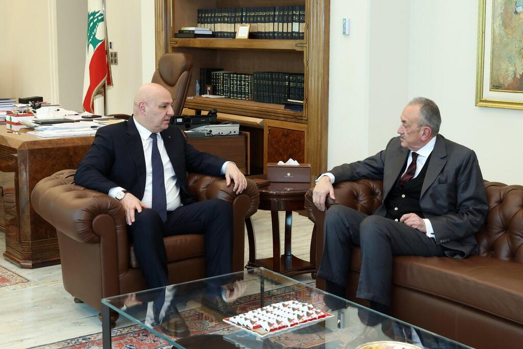 Lebanese President Joseph Aoun and special envoy Simon Karam הנשיא ג'וזף עאון קיבל את פניו של סימון כרם