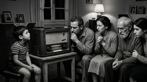 משפחה מאזינה לרדיו