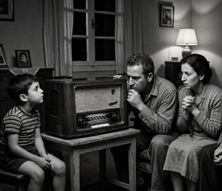 משפחה מאזינה לרדיו