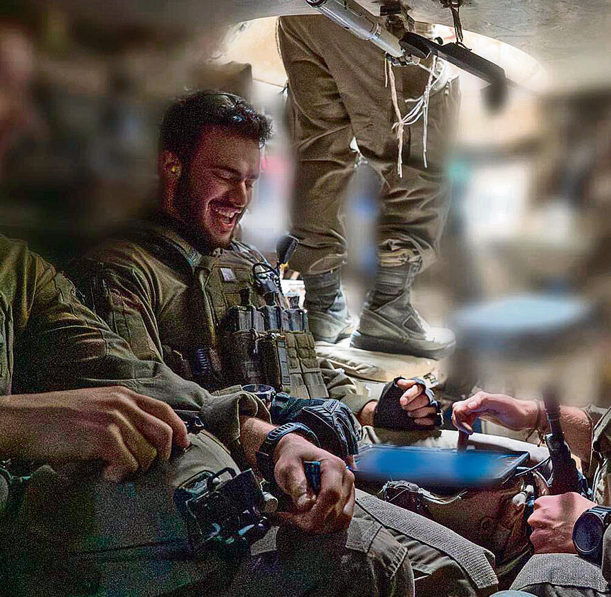 Capt. Noam Ravid, in a moment of rest in Gaza 